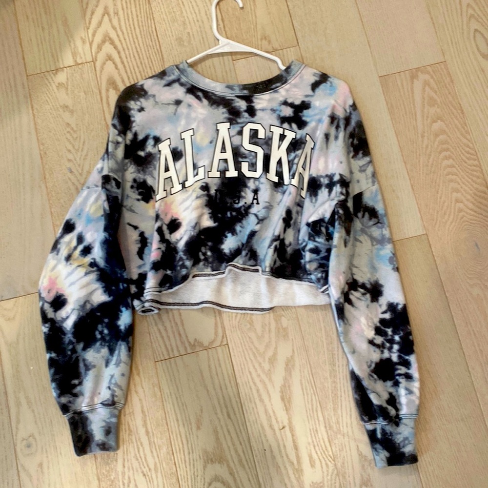 Hollister, blue tie dye sweater